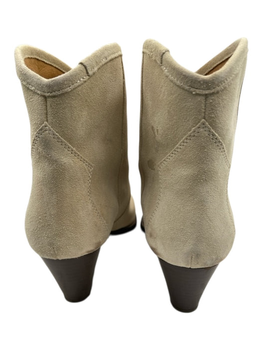 Isabel Marant Shoe Size 37 Taupe Beige Suede Stacked Heel Pointed Toe Booties Taupe Beige / 37