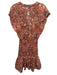 A.L.C. Size 2 Orange, Brown, Pink Silk Blend Floral Abstract Smocked Waist Dress Orange, Brown, Pink / 2