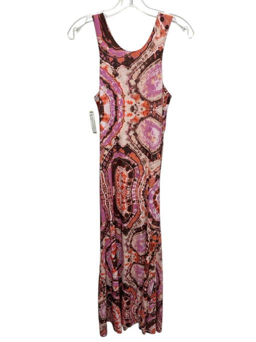 Mariacher Size XS Brown, Cream, Purple Polyester Abstract Watercolor Maxi Dress Brown, Cream, Purple / XS