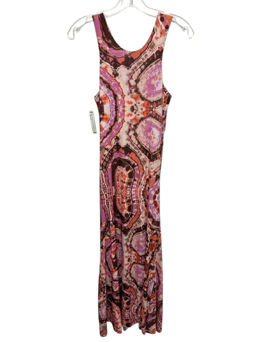 Mariacher Size XS Brown, Cream, Purple Polyester Abstract Watercolor Maxi Dress Brown, Cream, Purple / XS