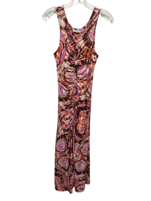 Mariacher Size XS Brown, Cream, Purple Polyester Abstract Watercolor Maxi Dress Brown, Cream, Purple / XS