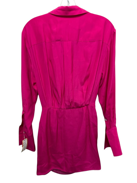 Gauge81 Size Small Hot pink Silk Long Sleeve Collared Gathered Dress Hot pink / Small