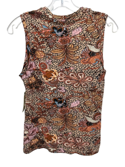 Ulla Johnson Size P/XS Brown & Multi Cotton Floral Paisley Sleeveless Top Brown & Multi / P/XS