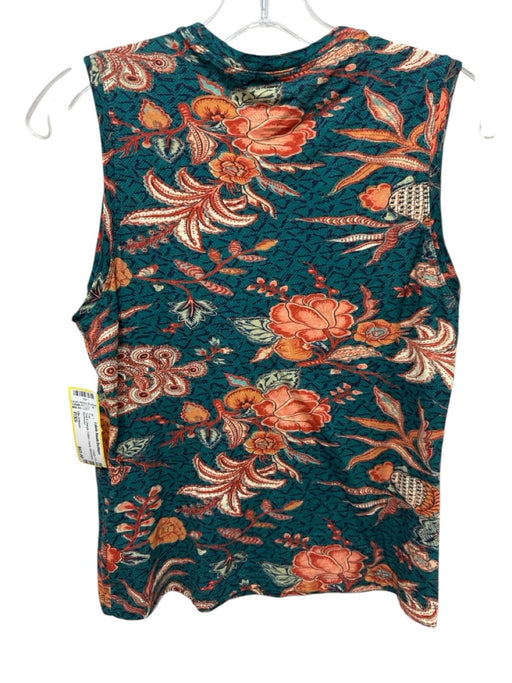 Ulla Johnson Size P/XS Teal & Orange Cotton Floral Sleeveless Top Teal & Orange / P/XS