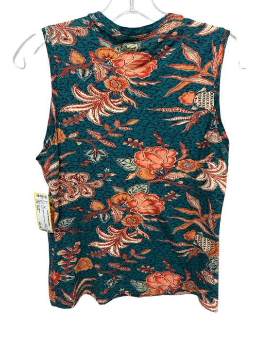 Ulla Johnson Size P/XS Teal & Orange Cotton Floral Sleeveless Top Teal & Orange / P/XS