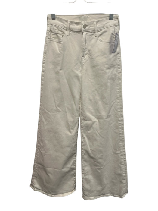Mother Size 25 Off White Cotton Blend Wide Leg Back Pocket Detail Jeans Off White / 25