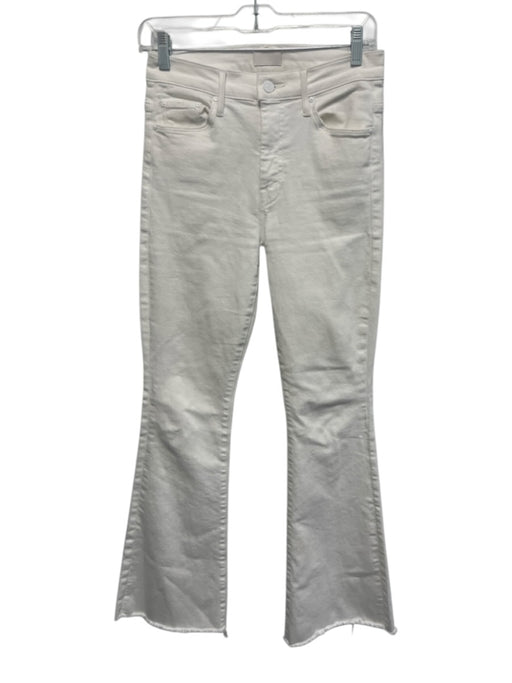 Mother Size 26 White Cotton Blend Boot Cut Frayed Trim Jeans White / 26