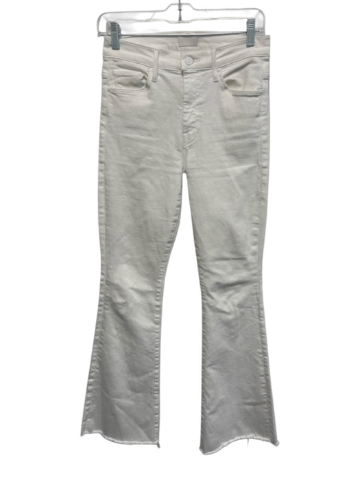 Mother Size 26 White Cotton Blend Boot Cut Frayed Trim Jeans White / 26