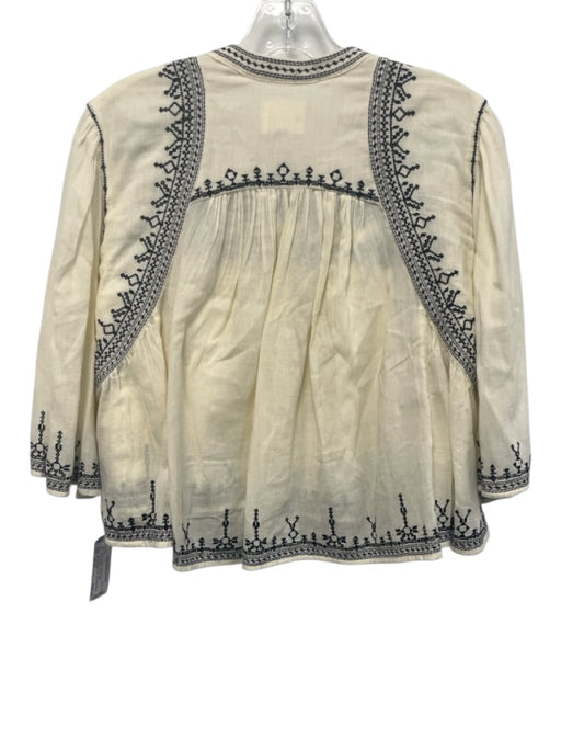 Marant Etoile Size 38/34 Cream & Black 100% Cotton Embroidered Crop 2 Piece Set Cream & Black / 38/34
