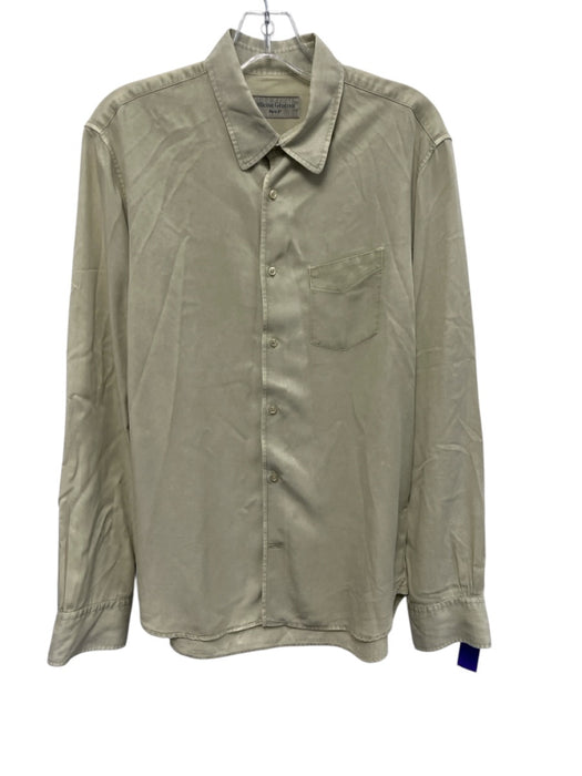 Officine Generale Size M Olive Green Lyocell Solid Button Down Long Sleeve Shirt Olive Green / M