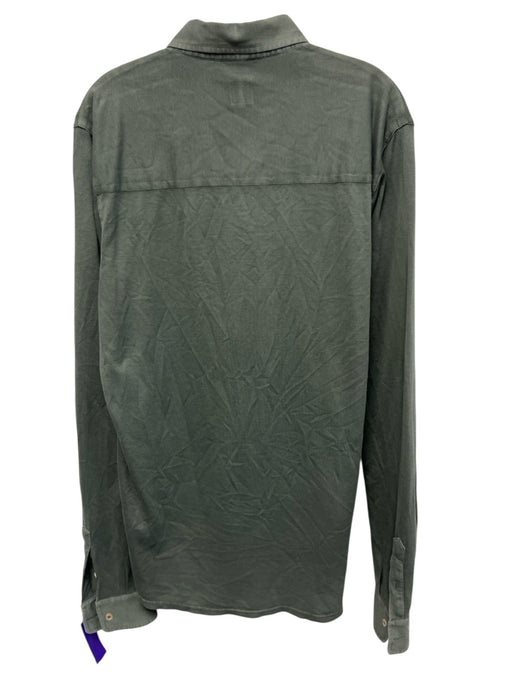 Fedeli Size 50 Dark Green Cotton Solid Button Down Men's Long Sleeve Shirt Dark Green / 50