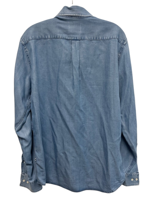 NN07 Size S Blue Cotton Blend Washed Denim Button up Men's Long Sleeve Shirt Blue / S