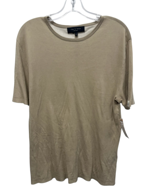 Rag & Bone Size S Tan Cotton Solid Knit T Shirt Men's Short Sleeve Tan / S