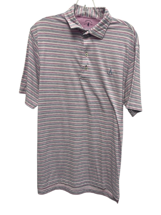 Johnnie O Size S Blue & Purple Cotton Blend Striped Polo Men's Short Sleeve Blue & Purple / S