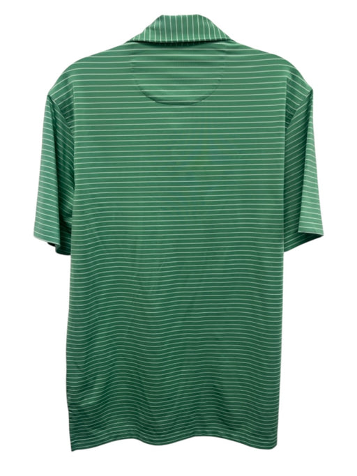 Masters Tech Size S Green & White Synthetic Striped Polo Athleisure Short Sleeve Green & White / S