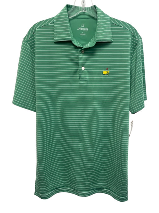 Masters Tech Size S Green & White Synthetic Striped Polo Athleisure Short Sleeve Green & White / S