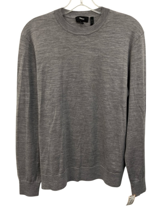 Theory Size S Gray Wool Heathered Crew Neck Men's Sweater Gray / S