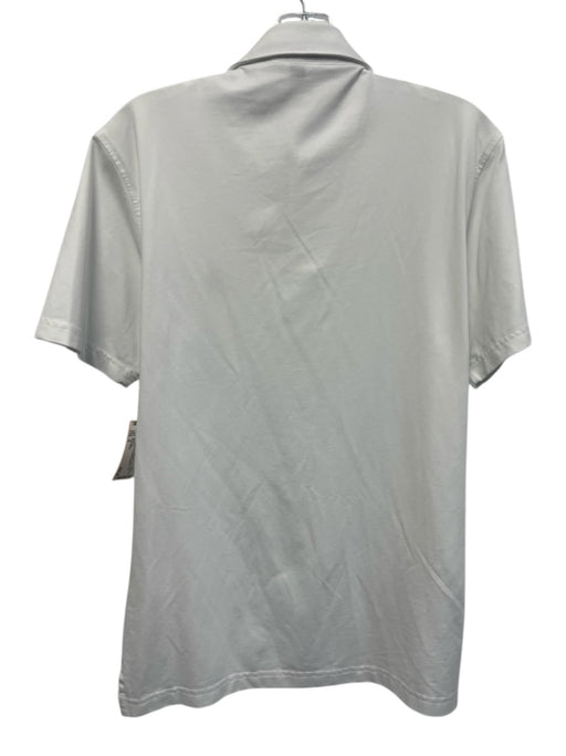 Peter Millar Size S White & Navy Synthetic Solid Polo Athleisure Short Sleeve White & Navy / S