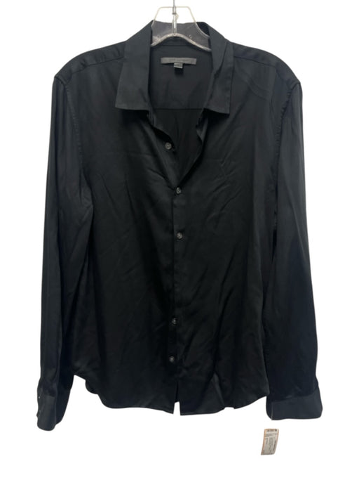 John Varvatos Size S Black Synthetic Solid Button Up Men's Long Sleeve Shirt Black / S