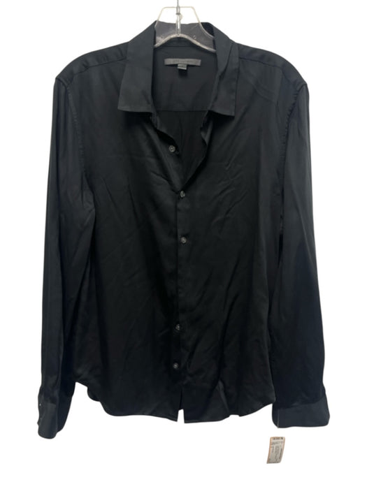 John Varvatos Size S Black Synthetic Solid Button Up Men's Long Sleeve Shirt Black / S