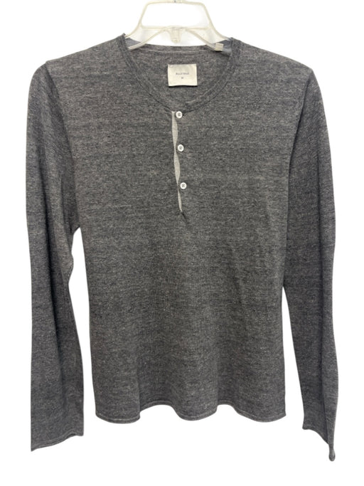 Billy Reid Size M Gray Cotton Blend Solid Henley Men's Long Sleeve Shirt Gray / M