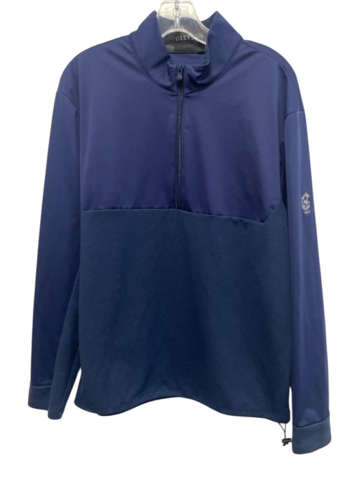 Greyson Size M Blue Synthetic Solid Quarter Zip Athleisure Long Sleeve Shirt Blue / M