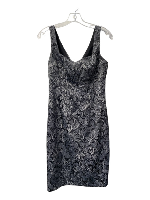 Trina Turk Size 2 Black & Gray Polyester Sweetheart Neckline Lace Print Dress Black & Gray / 2