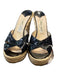 Jimmy Choo Shoe Size 39 Black & Tan Patent Leather Peep Toe Cross Charm Wedges Black & Tan / 39