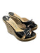 Jimmy Choo Shoe Size 39 Black & Tan Patent Leather Peep Toe Cross Charm Wedges Black & Tan / 39