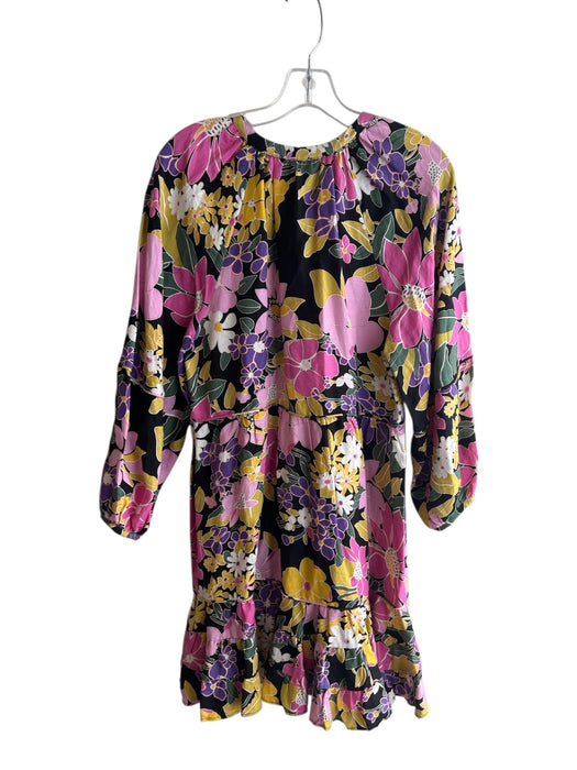 Current Air Size S Pink & Yellow Linen & Rayon Long Sleeve Floral Dress Pink & Yellow / S