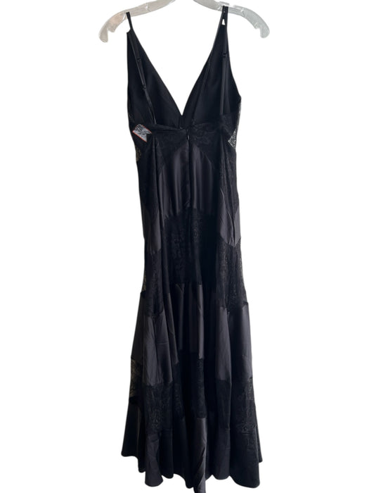 Layered with Love Size S Black Polyester Lace Detail V Neck Zip Back Dress Black / S