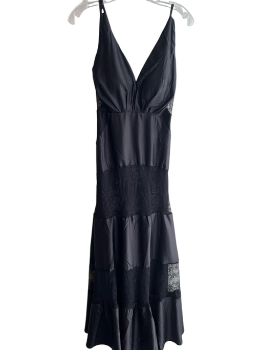 Layered with Love Size S Black Polyester Lace Detail V Neck Zip Back Dress Black / S
