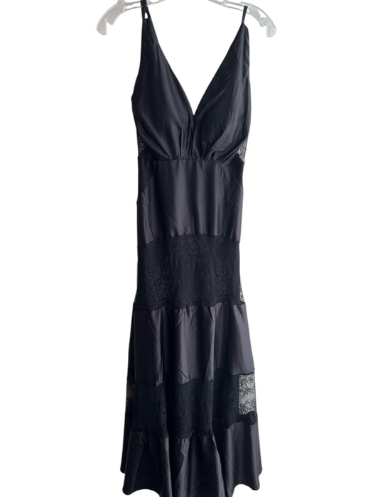 Layered with Love Size S Black Polyester Lace Detail V Neck Zip Back Dress Black / S