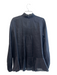 Lafayette 148 Size Medium Black Rayon Blend Long Sheer Sleeves Half Button Top Black / Medium