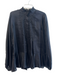 Lafayette 148 Size Medium Black Rayon Blend Long Sheer Sleeves Half Button Top Black / Medium
