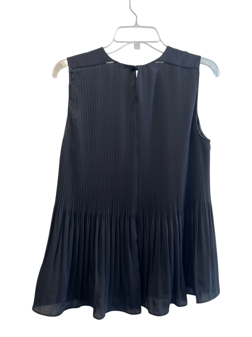 Lafayette 148 Size Medium Black Polyester Pleated Sleeveless Keyhole Back Top Black / Medium