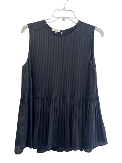 Lafayette 148 Size Medium Black Polyester Pleated Sleeveless Keyhole Back Top Black / Medium