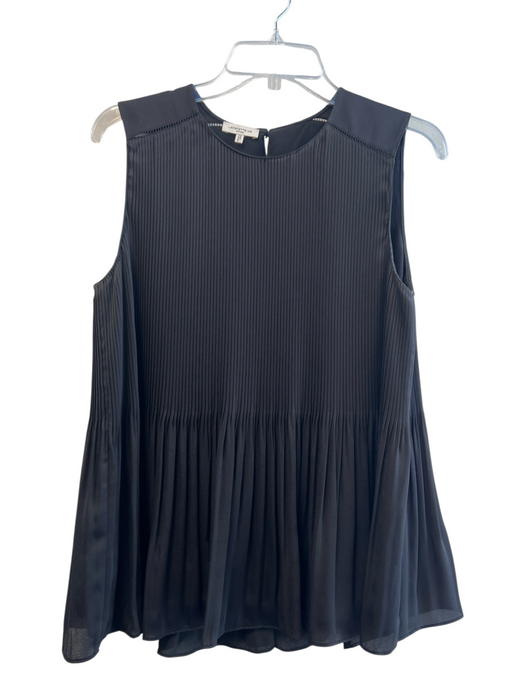 Lafayette 148 Size Medium Black Polyester Pleated Sleeveless Keyhole Back Top Black / Medium