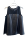 Lafayette 148 Size Medium Black Leather Round Neck Sleeveless Back Zip Top Black / Medium