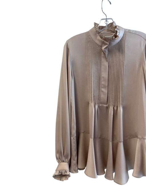 Lafayette 148 Size Small Champagne Polyester Long Sleeve Long Sleeve Pintuck Top Champagne / Small