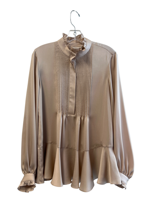 Lafayette 148 Size Small Champagne Polyester Long Sleeve Long Sleeve Pintuck Top Champagne / Small