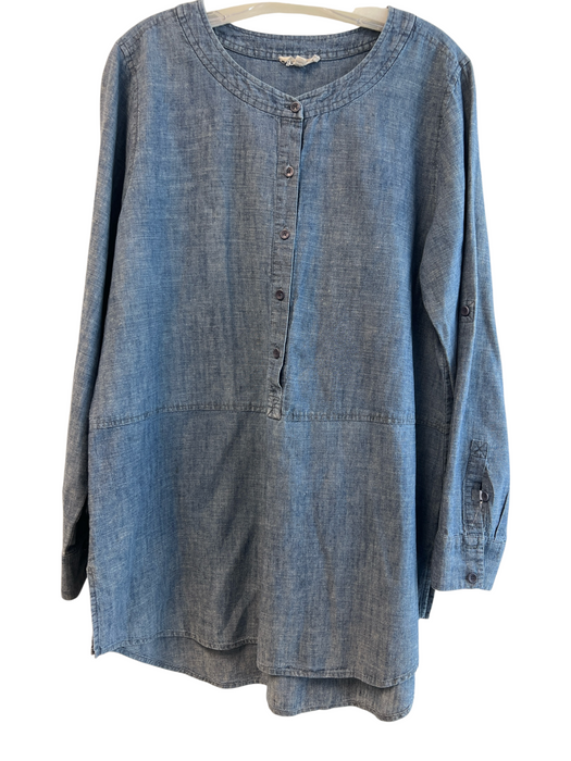 Eileen Fisher Size Medium Med Light Wash Hemp & organic cotton Long Sleeve Tunic Med Light Wash / Medium