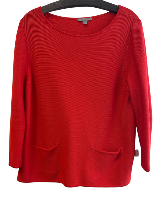 COS Size Medium Orange Cotton Long Sleeve Wide Neck Front Pocket Top Orange / Medium