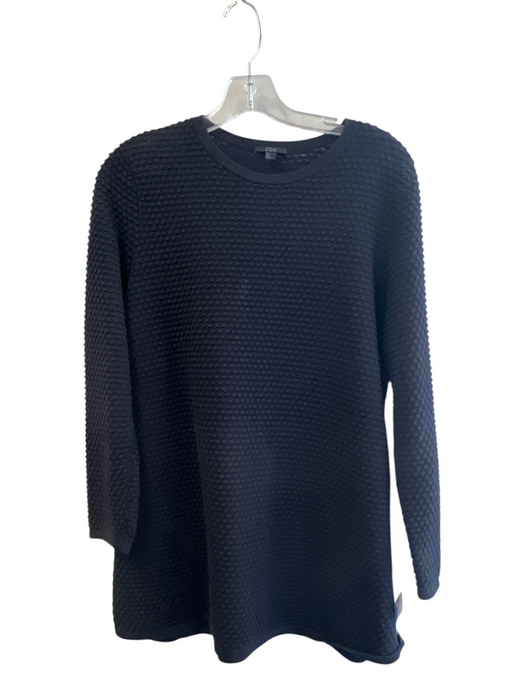 COS Size Medium Black Cotton Knubby Long Sleeve Round Neck Tunic Black / Medium