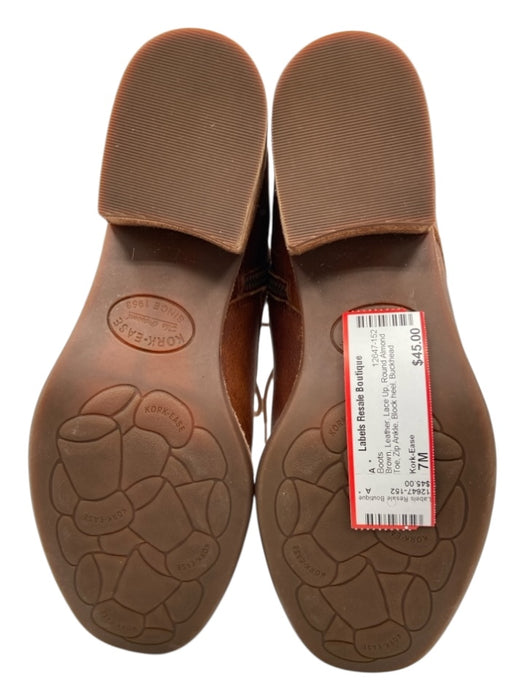Kork-Ease Shoe Size 7M Brown Leather Lace Up Round Almond Toe Zip Ankle Boots Brown / 7M