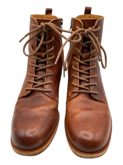 Kork-Ease Shoe Size 7M Brown Leather Lace Up Round Almond Toe Zip Ankle Boots Brown / 7M