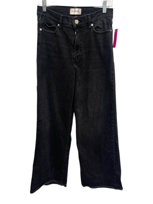 Frame Size 29 Charcoal Black Cotton Blend Faded Denim High Rise Wide Leg Jeans Charcoal Black / 29