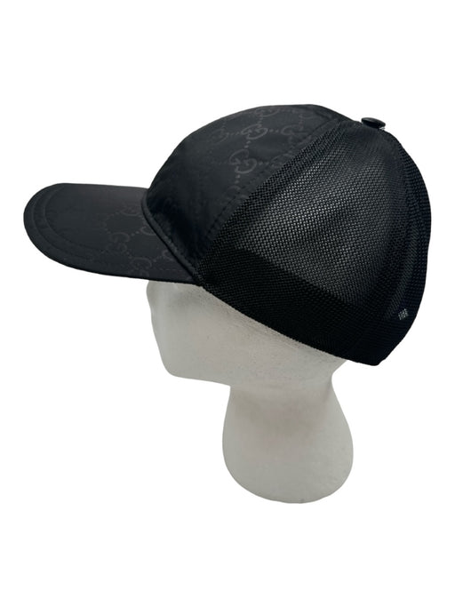 Gucci Black Polymide Logo Monogram Adjustable Trucker Hat Black / M