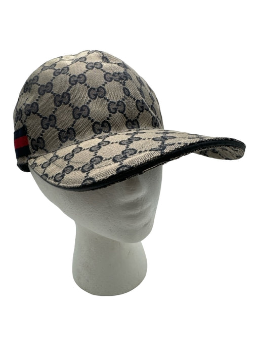 Gucci Blue & Red Polyester Cotton Lining Leather Trim Hook & Loop Closure Hat Blue & Red / Large