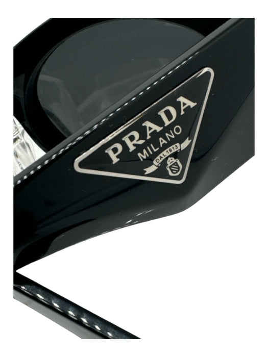 Prada Black Acetate Dark Tint Logo Sunglasses Black